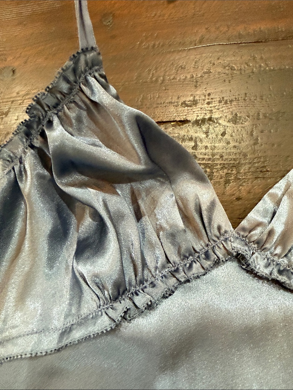 Vera Wang Blue Satin Slip Dress Small Ruffle Coquette Y2K Delicate Feminine - Picture 11 of 12